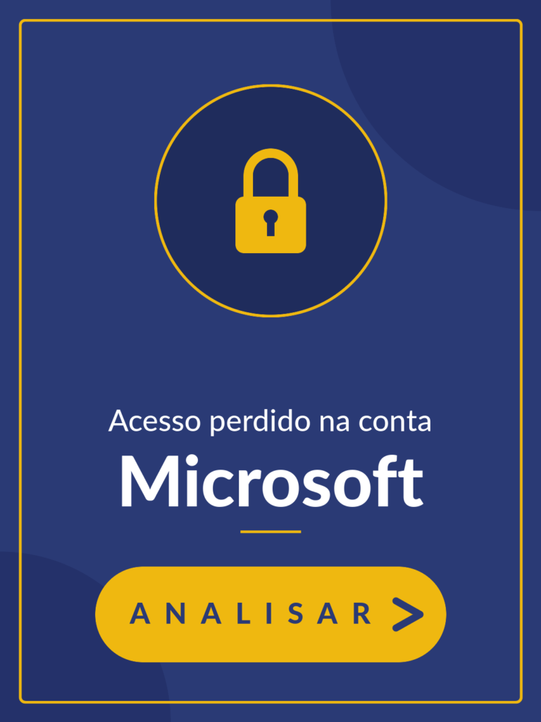 Acesso perdido à conta Microsoft - Analisar >